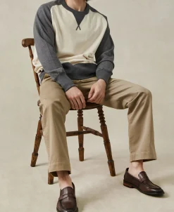 Sale 14 oz Contrast-Tipped Loopwheel Crewneck Sweatshirt - Gray/Apricot Sweatshirts&hoodies