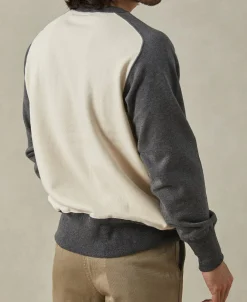 Sale 14 oz Contrast-Tipped Loopwheel Crewneck Sweatshirt - Gray/Apricot Sweatshirts&hoodies