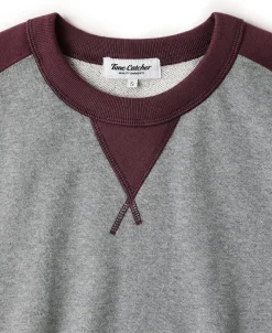 Outlet 14 oz Contrast-Tipped Loopwheel Crewneck Sweatshirt - Red/Gray Sweatshirts&hoodies