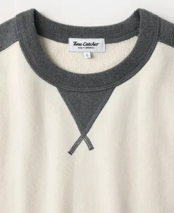 Sale 14 oz Contrast-Tipped Loopwheel Crewneck Sweatshirt - Gray/Apricot Sweatshirts&hoodies