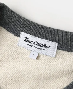 Sale 14 oz Contrast-Tipped Loopwheel Crewneck Sweatshirt - Gray/Apricot Sweatshirts&hoodies