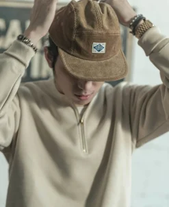 Hot 12.5 oz Corduroy 5 Panel Cap - Khaki Hats&caps