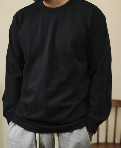 Outlet 10.5 oz Cotton Loopwheel Tubular Long Sleeve T-Shirt - Black Long Sleeve T-Shirts | T-shirts