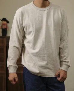 Hot 10.5 oz Cotton Loopwheel Tubular Long Sleeve T-Shirt - Oatmeal Long Sleeve T-Shirts | T-shirts