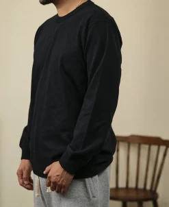 Outlet 10.5 oz Cotton Loopwheel Tubular Long Sleeve T-Shirt - Black Long Sleeve T-Shirts | T-shirts