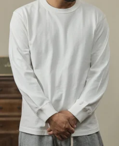New 10.5 oz Cotton Loopwheel Tubular Long Sleeve T-Shirt - White Long Sleeve T-Shirts | T-shirts