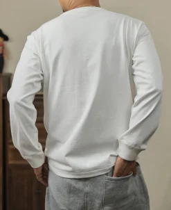 New 10.5 oz Cotton Loopwheel Tubular Long Sleeve T-Shirt - White Long Sleeve T-Shirts | T-shirts