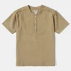 Discount 10.6 oz Cotton Short Sleeve Henley T-Shirt - Khaki Henleys | Short Sleeve T-Shirts