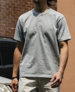 Online 10.6 oz Cotton Short Sleeve Henley T-Shirt - Gray Henleys | Short Sleeve T-Shirts