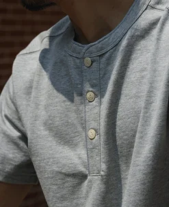Online 10.6 oz Cotton Short Sleeve Henley T-Shirt - Gray Henleys | Short Sleeve T-Shirts