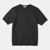 Clearance 9.3 oz Cotton Tubular Henley T-Shirt - Black Henleys | Short Sleeve T-Shirts