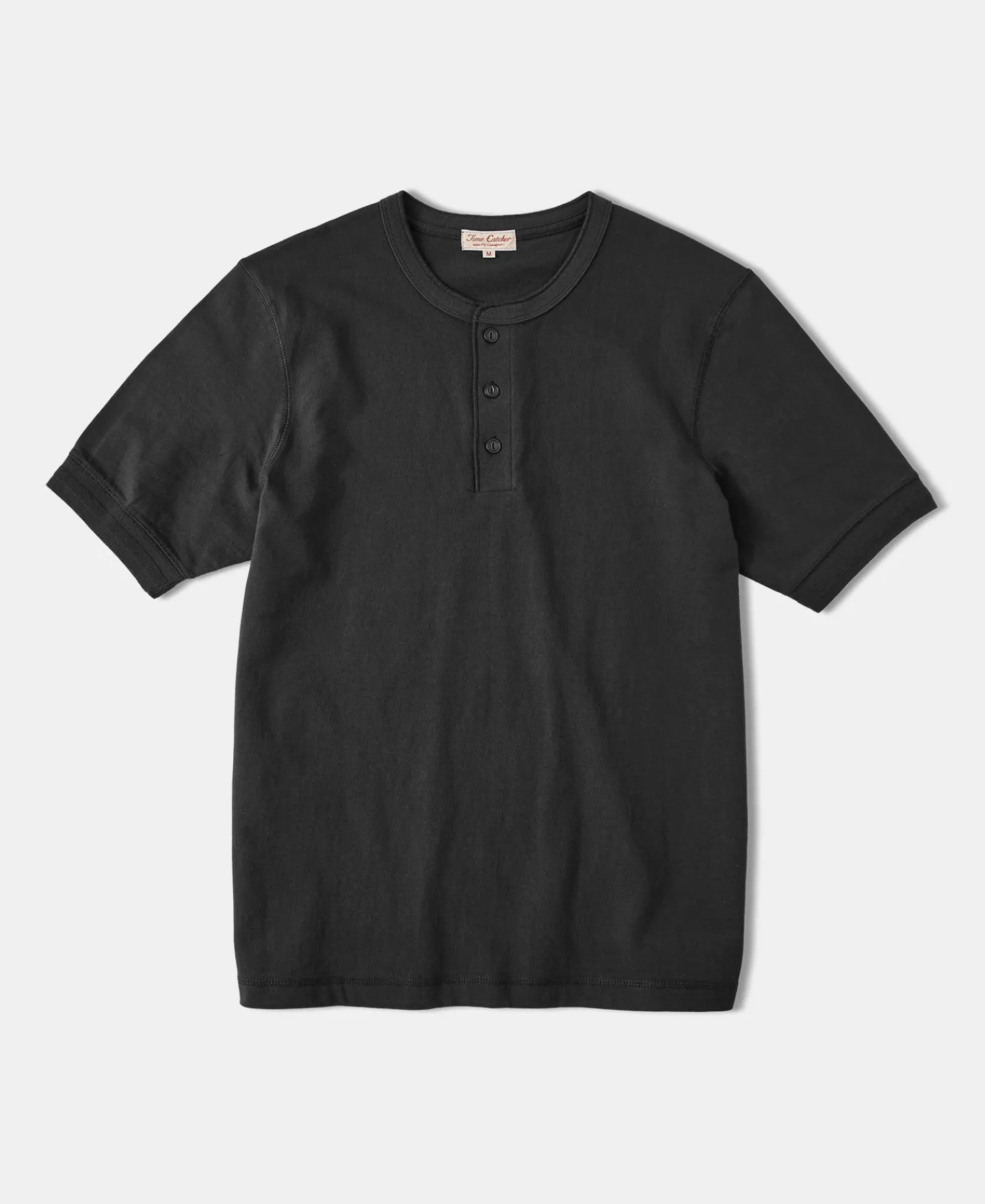 Clearance 9.3 oz Cotton Tubular Henley T-Shirt - Black Henleys | Short Sleeve T-Shirts