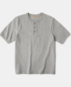 Online 9.3 oz Cotton Tubular Henley T-Shirt - Gray Henleys | Short Sleeve T-Shirts