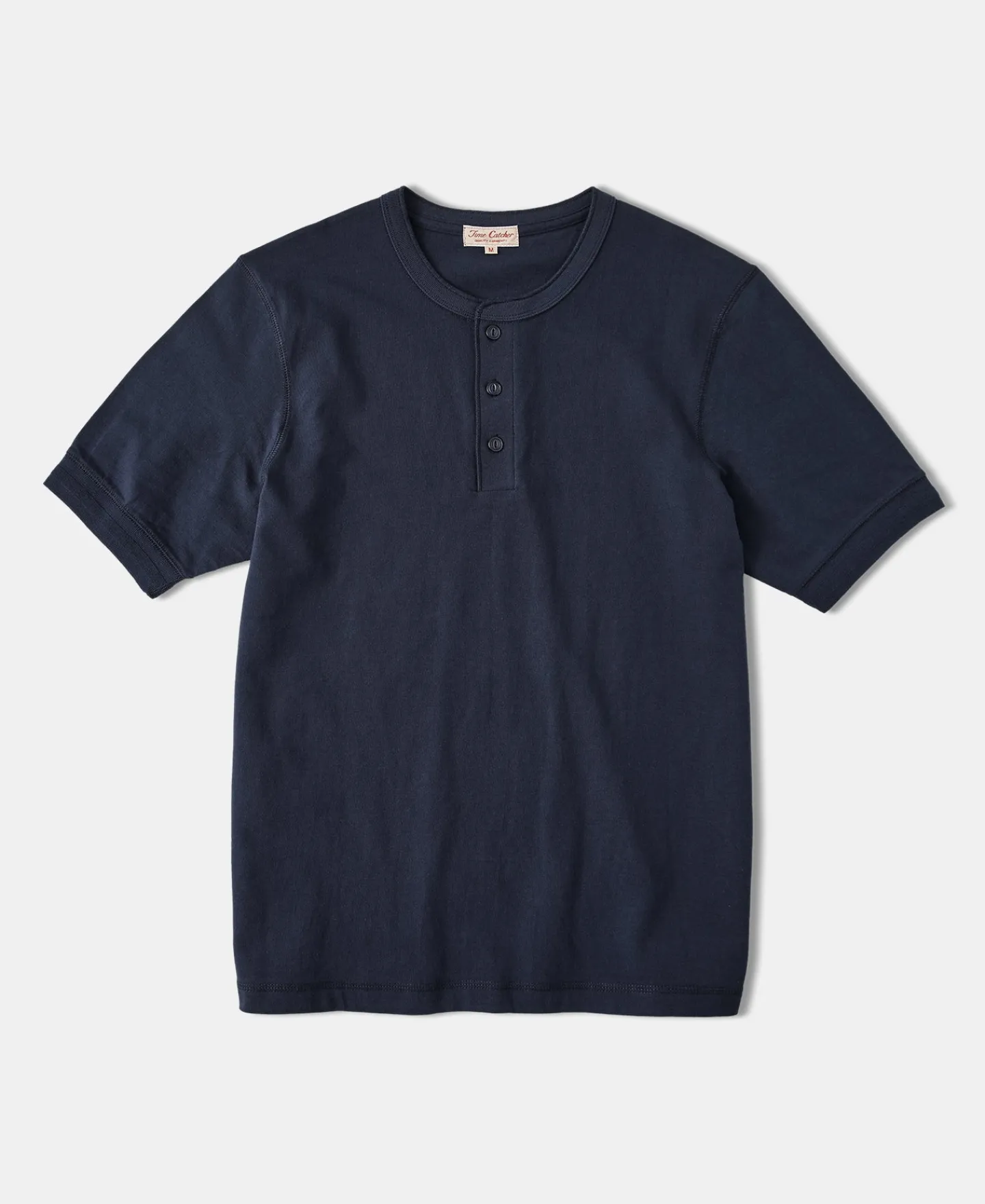 Discount 9.3 oz Cotton Tubular Henley T-Shirt - Navy Henleys | Short Sleeve T-Shirts