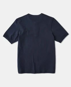 Discount 9.3 oz Cotton Tubular Henley T-Shirt - Navy Henleys | Short Sleeve T-Shirts
