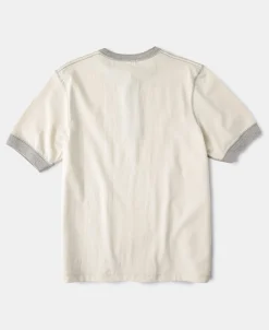 Outlet 9.3 oz Cotton Tubular Henley T-Shirt - Gray/Apricot Henleys | Short Sleeve T-Shirts