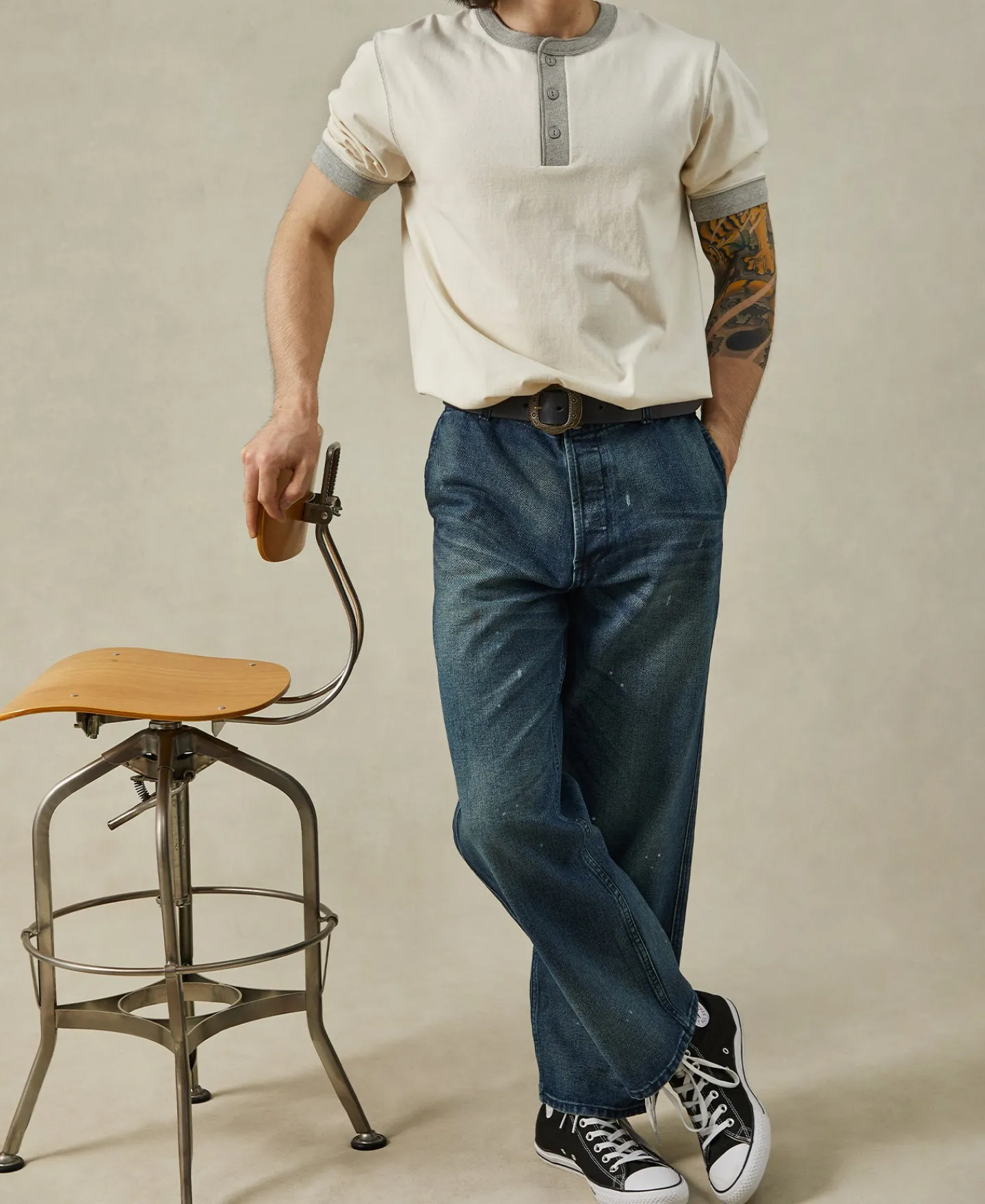 Outlet 9.3 oz Cotton Tubular Henley T-Shirt - Gray/Apricot Henleys | Short Sleeve T-Shirts