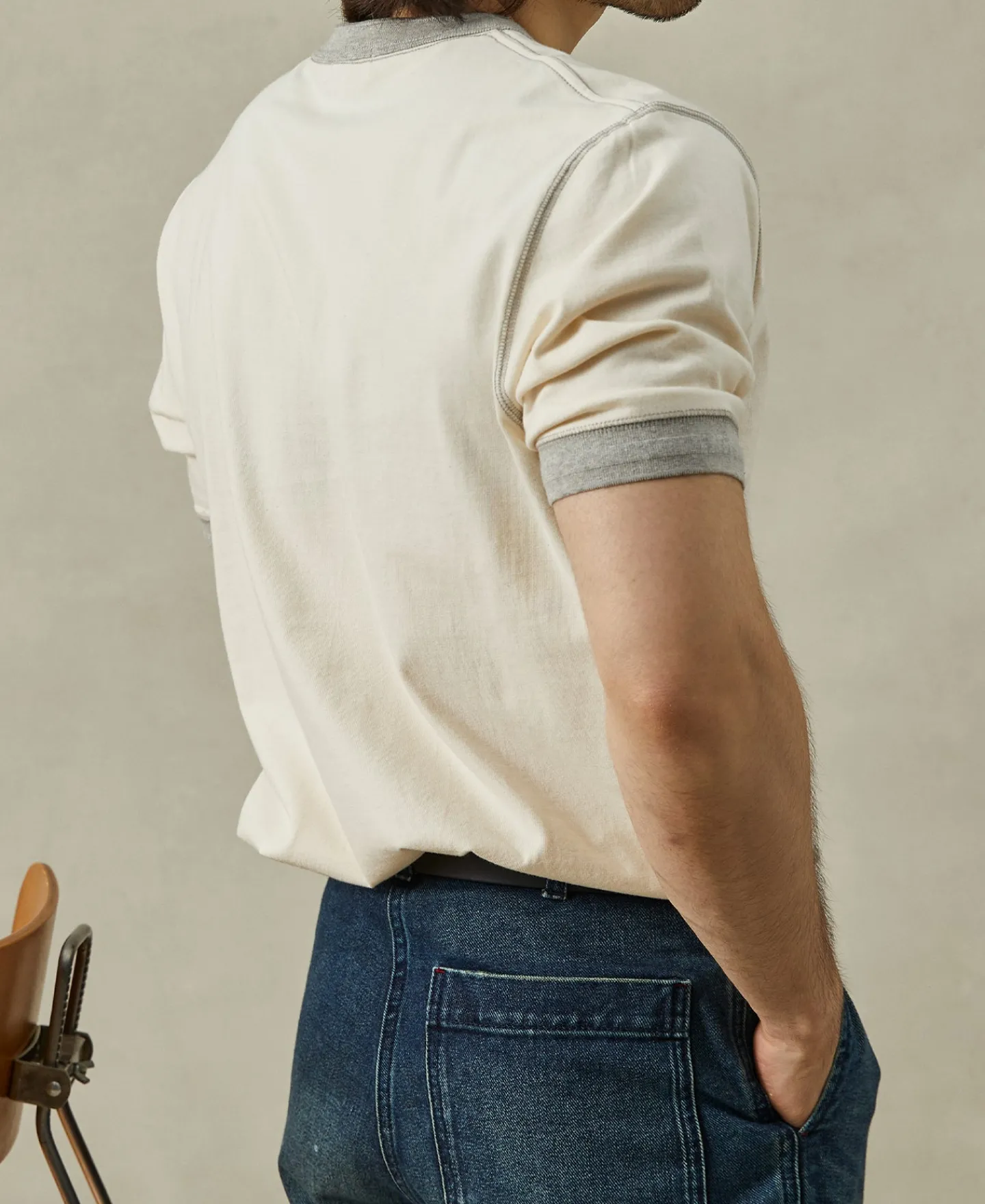 Outlet 9.3 oz Cotton Tubular Henley T-Shirt - Gray/Apricot Henleys | Short Sleeve T-Shirts