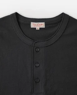 Clearance 9.3 oz Cotton Tubular Henley T-Shirt - Black Henleys | Short Sleeve T-Shirts