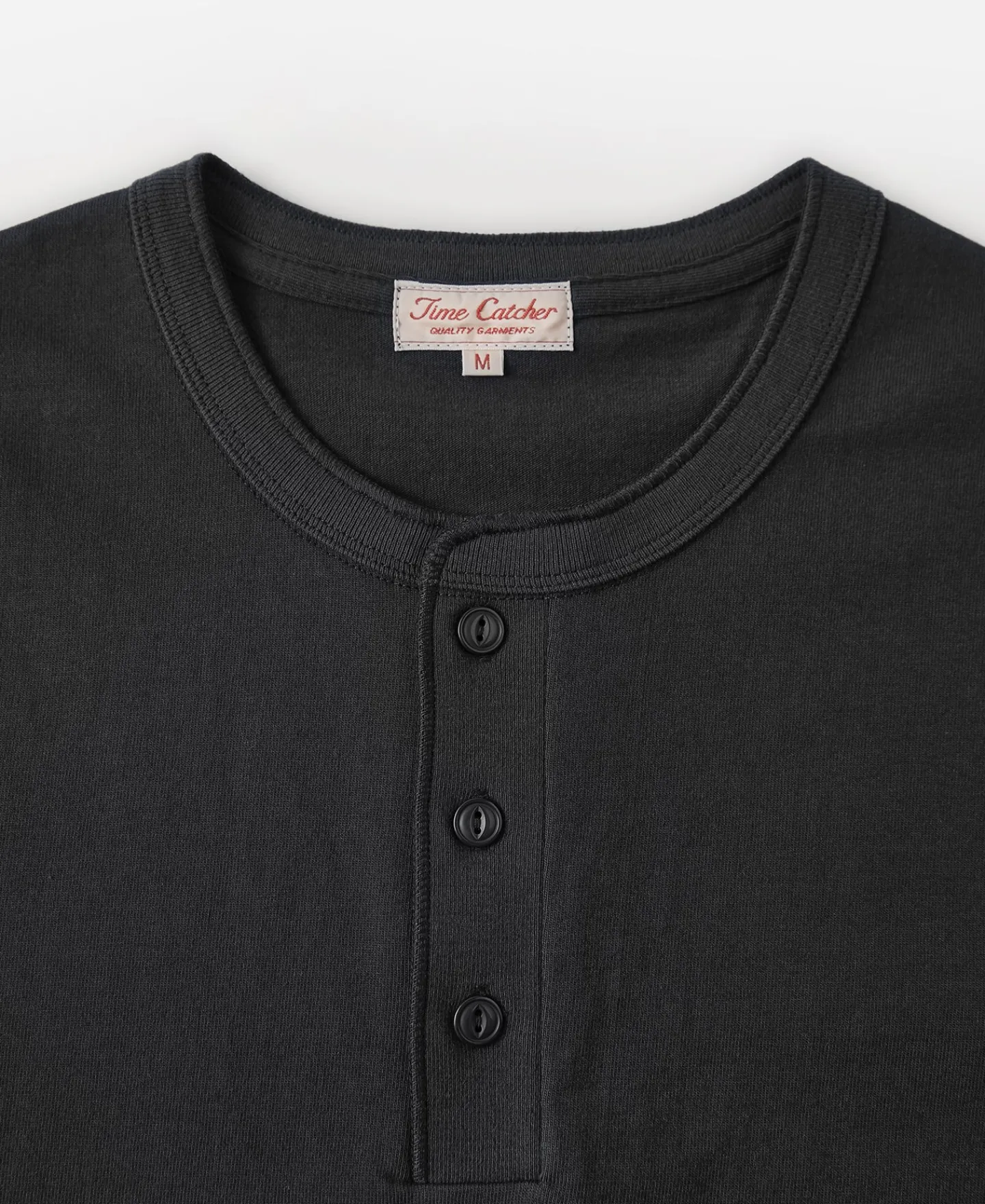 Clearance 9.3 oz Cotton Tubular Henley T-Shirt - Black Henleys | Short Sleeve T-Shirts