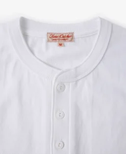 Best 9.3 oz Cotton Tubular Henley T-Shirt - White Henleys | Short Sleeve T-Shirts