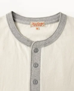 Outlet 9.3 oz Cotton Tubular Henley T-Shirt - Gray/Apricot Henleys | Short Sleeve T-Shirts