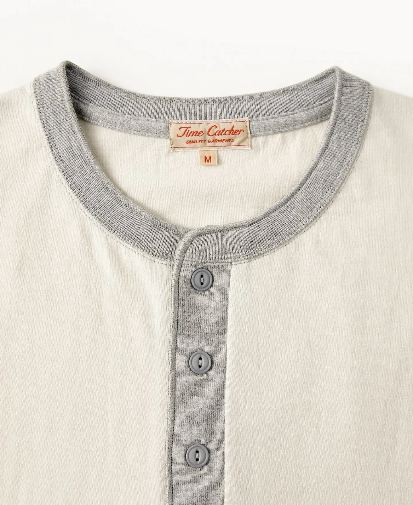 Outlet 9.3 oz Cotton Tubular Henley T-Shirt - Gray/Apricot Henleys | Short Sleeve T-Shirts