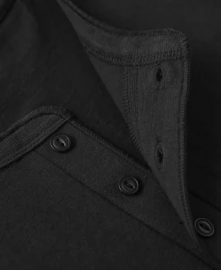Clearance 9.3 oz Cotton Tubular Henley T-Shirt - Black Henleys | Short Sleeve T-Shirts