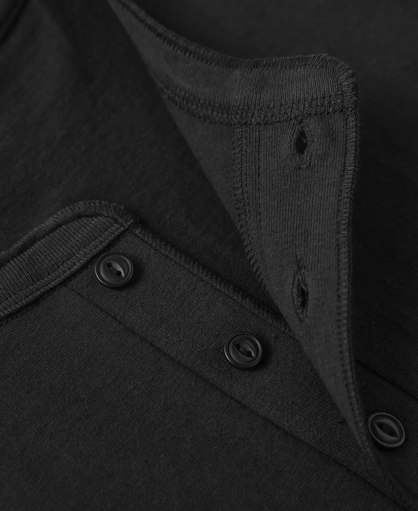 Clearance 9.3 oz Cotton Tubular Henley T-Shirt - Black Henleys | Short Sleeve T-Shirts