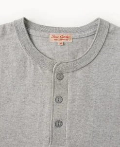 Online 9.3 oz Cotton Tubular Henley T-Shirt - Gray Henleys | Short Sleeve T-Shirts
