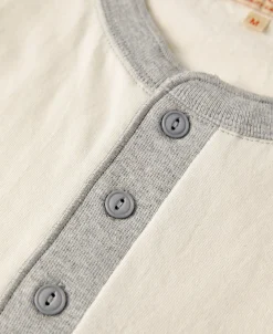 Outlet 9.3 oz Cotton Tubular Henley T-Shirt - Gray/Apricot Henleys | Short Sleeve T-Shirts