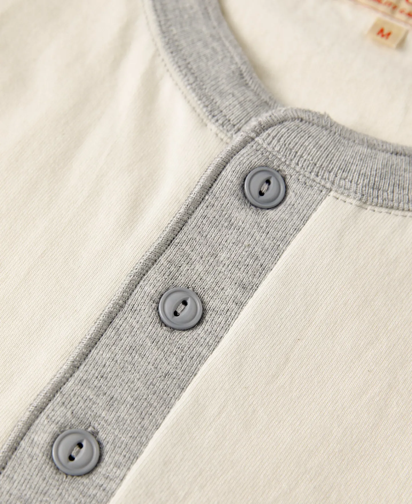 Outlet 9.3 oz Cotton Tubular Henley T-Shirt - Gray/Apricot Henleys | Short Sleeve T-Shirts