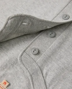 Online 9.3 oz Cotton Tubular Henley T-Shirt - Gray Henleys | Short Sleeve T-Shirts