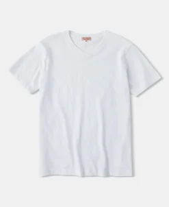 Clearance 7.2 oz Cotton V-Neck Tubular T-Shirt - White Short Sleeve T-Shirts | T-shirts