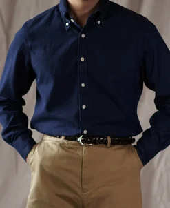 Discount 6.5 oz Indigo Denim Button-Down Collar Shirt Denim | Long Sleeve Shirts