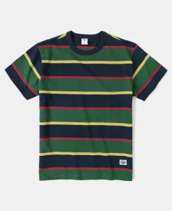 Clearance 9.8 oz IVY Style Striped T-Shirt - Navy/Green Short Sleeve T-Shirts | T-shirts