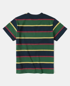 Clearance 9.8 oz IVY Style Striped T-Shirt - Navy/Green Short Sleeve T-Shirts | T-shirts