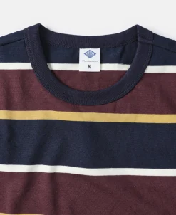 Discount 9.8 oz IVY Style Striped T-Shirt - Burgundy Red/Navy Short Sleeve T-Shirts | T-shirts