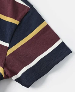 Discount 9.8 oz IVY Style Striped T-Shirt - Burgundy Red/Navy Short Sleeve T-Shirts | T-shirts