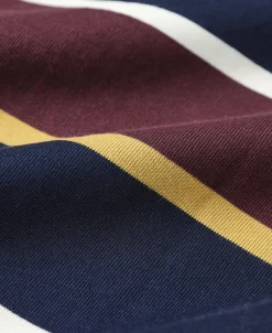 Discount 9.8 oz IVY Style Striped T-Shirt - Burgundy Red/Navy Short Sleeve T-Shirts | T-shirts