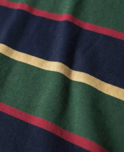 Clearance 9.8 oz IVY Style Striped T-Shirt - Navy/Green Short Sleeve T-Shirts | T-shirts