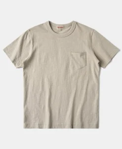 Best 7.4 oz Slub Cotton Loopwheel Tubular Pocket T-Shirt - Oatmeal Short Sleeve T-Shirts | T-shirts