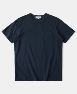 Sale 7.4 oz Slub Cotton Loopwheel Tubular Pocket T-Shirt - Navy Short Sleeve T-Shirts | T-shirts