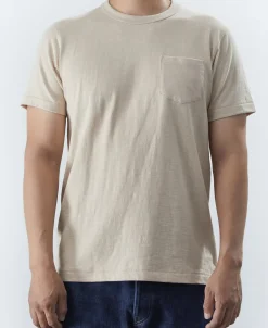 Best 7.4 oz Slub Cotton Loopwheel Tubular Pocket T-Shirt - Oatmeal Short Sleeve T-Shirts | T-shirts