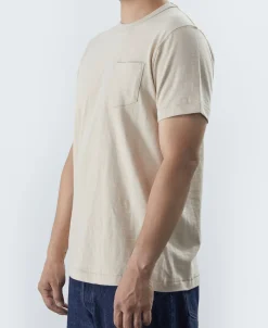Best 7.4 oz Slub Cotton Loopwheel Tubular Pocket T-Shirt - Oatmeal Short Sleeve T-Shirts | T-shirts