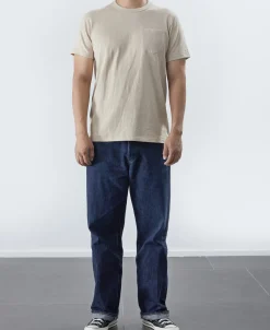 Best 7.4 oz Slub Cotton Loopwheel Tubular Pocket T-Shirt - Oatmeal Short Sleeve T-Shirts | T-shirts