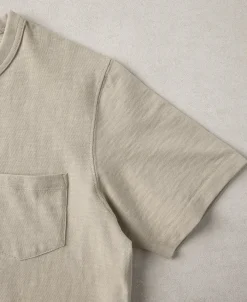 Best 7.4 oz Slub Cotton Loopwheel Tubular Pocket T-Shirt - Oatmeal Short Sleeve T-Shirts | T-shirts