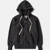 Fashion 17.5 oz Terry Cloth Zip-Up Hoodie - Vintage Black Sweatshirts&hoodies