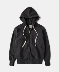 Fashion 17.5 oz Terry Cloth Zip-Up Hoodie - Vintage Black Sweatshirts&hoodies