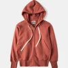Fashion 17.5 oz Terry Cloth Zip-Up Hoodie - Brick Red Sweatshirts&hoodies